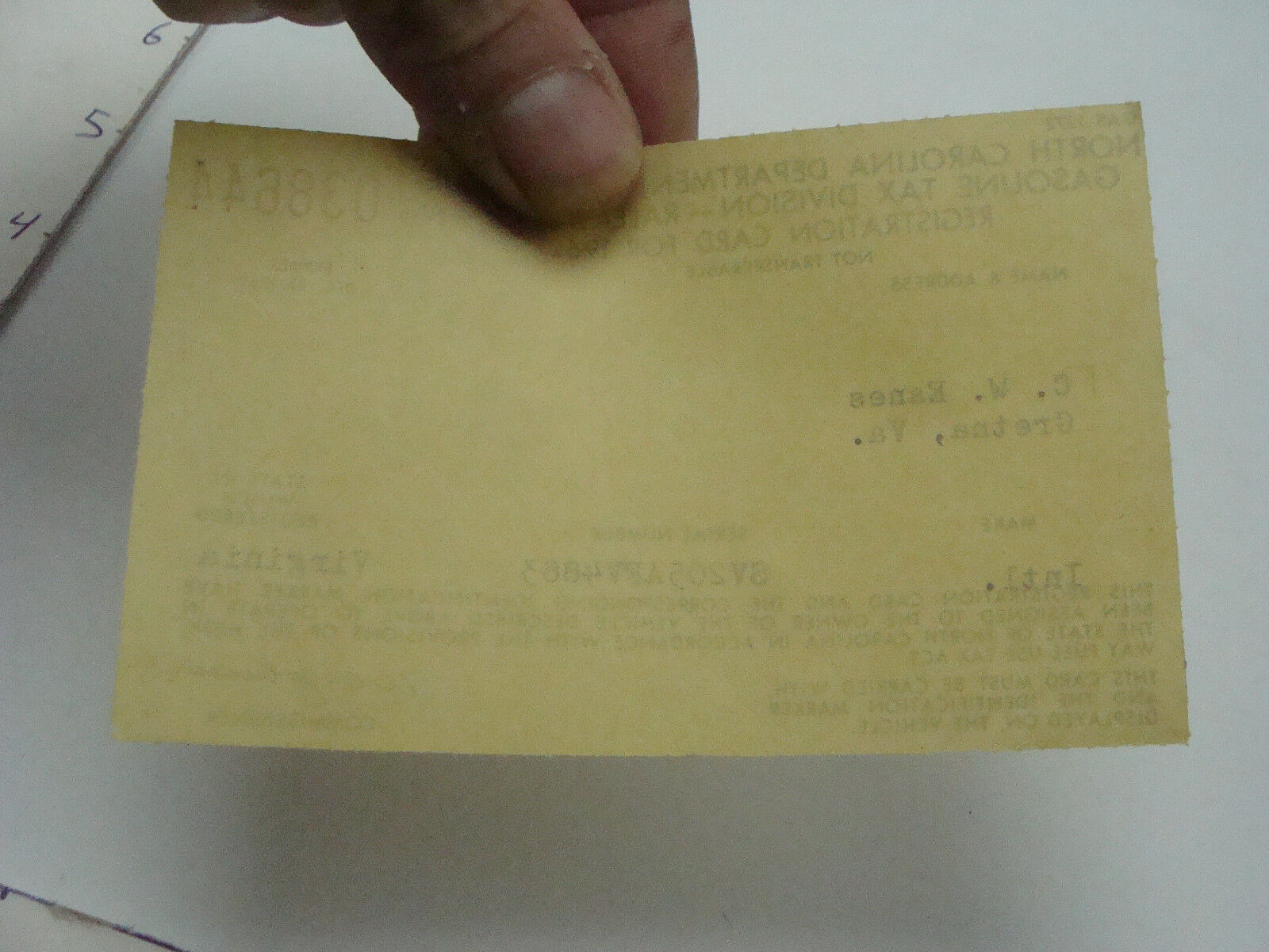 Vintage Paper NORTH CAROLINA GAS TAX Registration Card For 1962 EBay Vintage Paper NORTH CAROLINA GAS TAX Registration Card For 1962 EBay